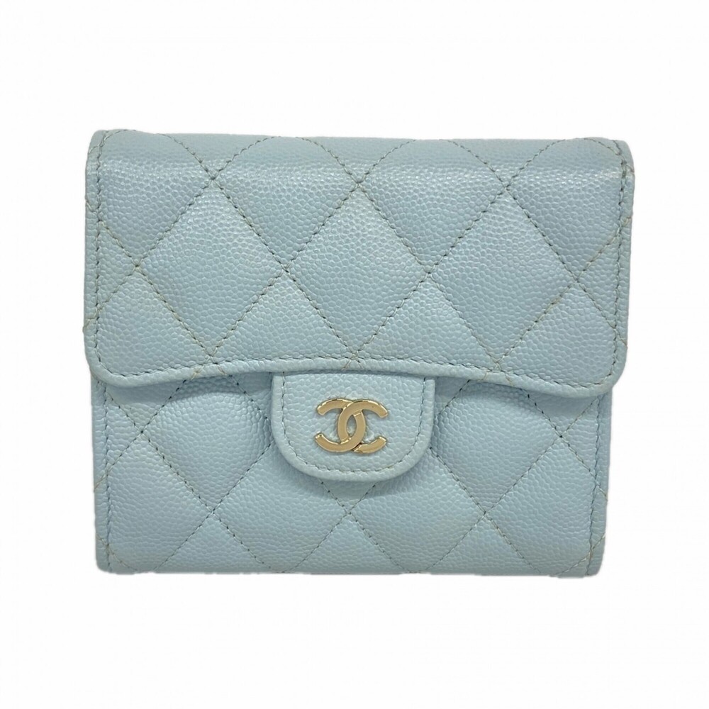 CHANEL Blue Caviar Leather Wallet